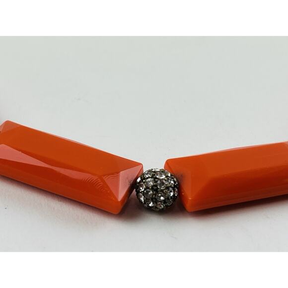 J. Crew Pink Orange Pave Crystal Bead Necklace Balls Gemoetric Elongated Y2k 80s - Picture 7 of 15